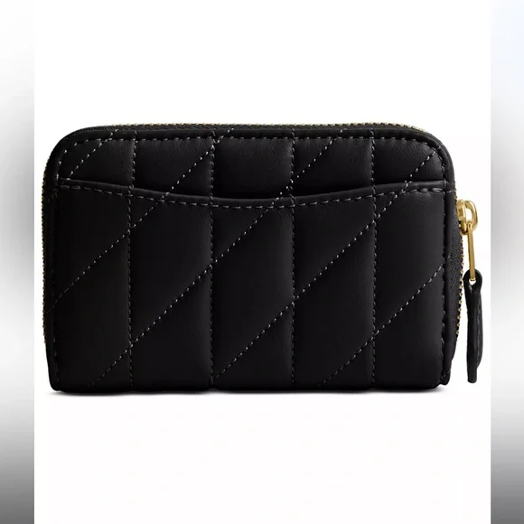 Coach Black Quilted Card Case with Gold Accents - Picture 3 of 10